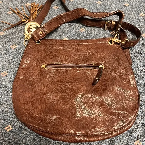 Michael Kors Brown Leather Flap Top Brown Crossbody Shoulder Bag Tassel Clip - Picture 5 of 11